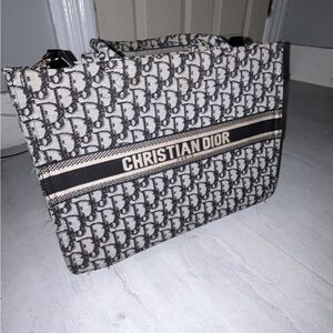 Dior Black and White Oblique Tote Bag